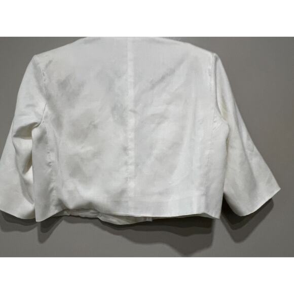 650 $ Fiorla Ivory Silk Linen Cropped blazer Top ,USA ,Womens Size 4-L - Picture 2 of 9
